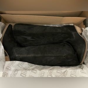 Thunder Road Black Suede Lightening Bolt Leather Boots